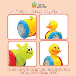 Thumbnail Đồ chơi lật đật gật gù có bánh xe cho bé Toyshouse 008-2 chú vịt vàng dễ thương - Tiêu chuẩn Châu Âu EN71 4