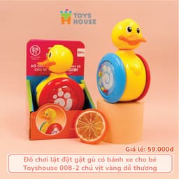 Thumbnail Đồ chơi lật đật gật gù có bánh xe cho bé Toyshouse 008-2 chú vịt vàng dễ thương - Tiêu chuẩn Châu Âu EN71 3
