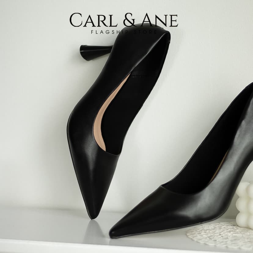 Ảnh Carl & Ane - Giày cao gót bít mũi thời trang công sở gót nhọn cao 7cm màu đen - CP014 1