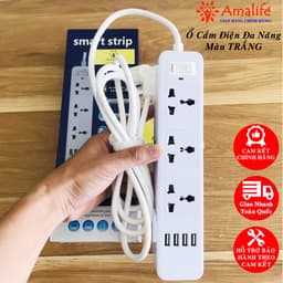 Thumbnail Bộ Ổ Cắm Điện Đa Năng 3 Ổ Cắm Công Suất 2500W Và 4 Cổng USB Sạc Trực Tiếp 11W Dây 2 Mét Chính Hãng Amalife 2