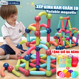 Thumbnail Tặng hộp nhựa- Đồ chơi xếp hình nam châm thông minh đa dạng màu sắc 130 chi tiết 4