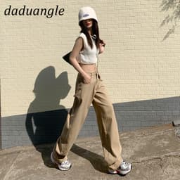 Thumbnail Quần khaki Daduhey lưng cao ống rộng phong cách Hàn Quốc thời trang mới cho nữ 2