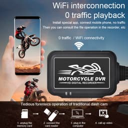 Thumbnail Ekleva 1080P HD Camera Xe Máy Hệ Thống DVR Vòng Ống Kính Kép Ghi Dash Cam WiFi GPS Phía Trước Phía Sau Lái Xe Ghi Tầm Nhìn Ban Đêm Toàn Thân DVR Chống Nước 4