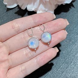 Thumbnail Dây Chuyền Khung Bạc 925 Đá Ánh Trăng  Thiên Nhiên Phong Thủy May Mắn Không Kị Mệnh SP002711 Gypsy.lala 2