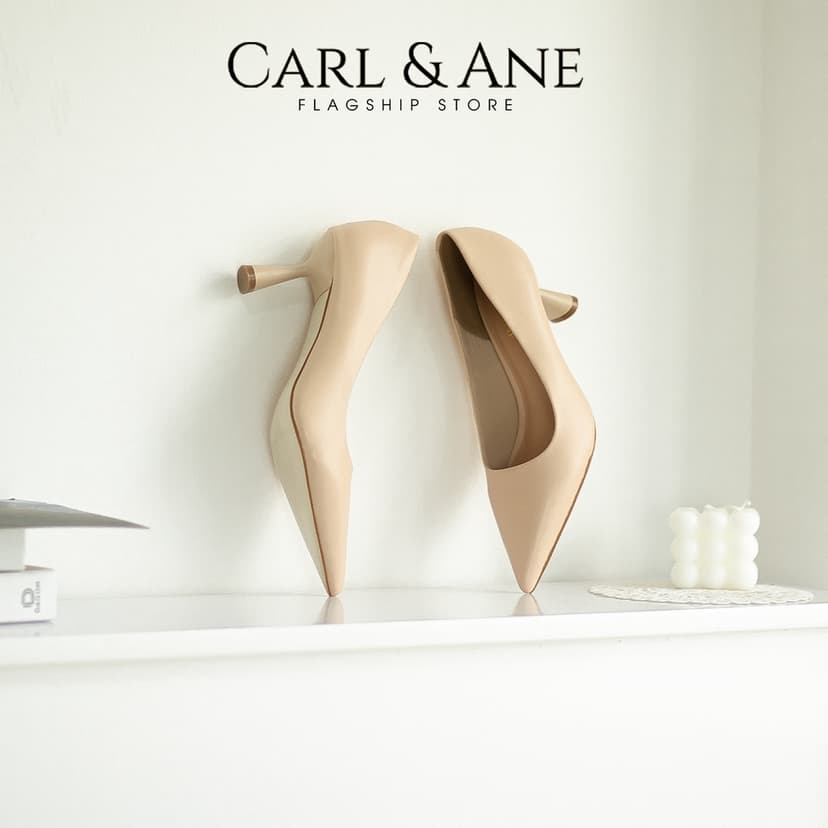 Ảnh Carl & Ane - Giày cao gót bít mũi thời trang công sở gót nhọn cao 7cm màu cà phê - CP014 2
