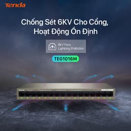Thumbnail Bộ Chia Mạng Switch Để Bàn Tenda TEG1016M 16 Cổng Ethernet 1000Mbps - Hàng Chính Hãng 2