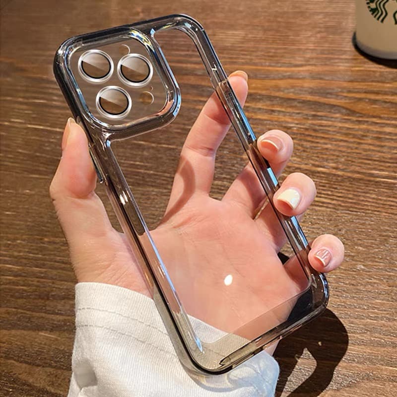 Ảnh Suntaiho Ốp Lưng iPhone Trong Suốt Đơn Giản Siêu Mỏng Đen Ốp Điện Thoại TPU Mềm Chống Sốc Cho Iphone 11 12 13 14 15 Pro Max IP 7 8 Plus Iphon X Xs Xr Xs Max 3