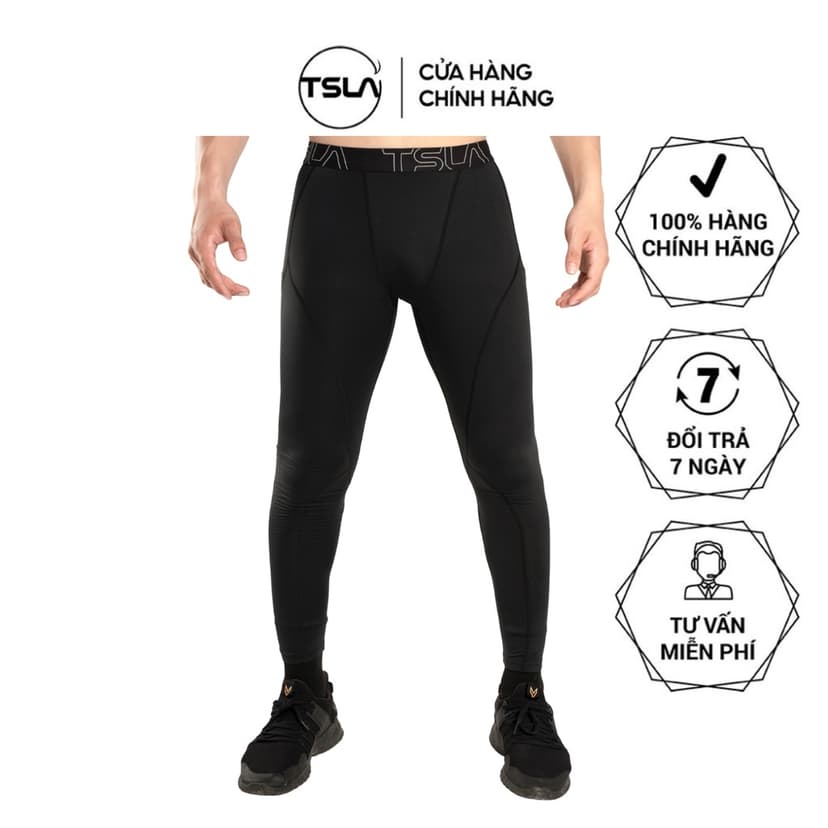Ảnh Quần legging giữ nhiệt nam TSLA lót lông cừu  nam co giãn tập gym thể thao chạy bộ bóng rổ TSL1009 1