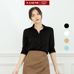 Thumbnail Áo sơ mi nữ công sở tay dài KAMONG cao cấp dáng suông trơn basic A147 1