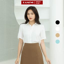 Thumbnail Áo sơ mi nữ tay ngắn công sở KAMONG kiểu dáng cơ bản vải lụa sang trọng A146 1