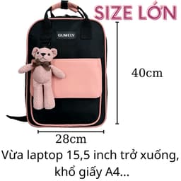 Thumbnail Balo Black Pink đẹp đi học, làm gọn nhẹ nhiều ngăn size to để laptop 14 15.5 inch Gumely GU09 ViAnh 2