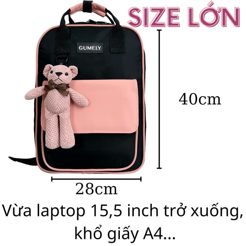 Ảnh Balo Black Pink đẹp đi học, làm gọn nhẹ nhiều ngăn size to để laptop 14 15.5 inch Gumely GU09 ViAnh 2