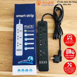 Thumbnail [Màu ĐEN] Bộ Ổ Cắm Điện Đa Năng 3 Ổ Cắm Công Suất 2500W Và 4 Cổng USB Sạc Trực Tiếp 11W Dây 2 Mét Chính Hãng Amalife 1
