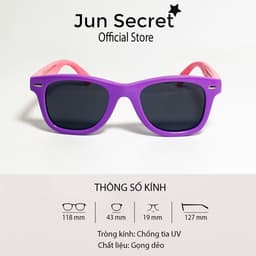 Thumbnail Kính mát trẻ em Jun Secret gọng nhựa dẻo chống gãy, tròng kính dáng vuông dễ thương dành cho bé trai và bé gái JS0023 1