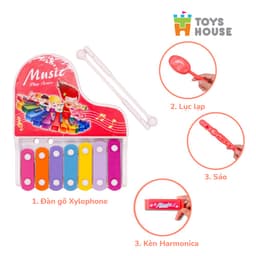 Thumbnail Đồ chơi đàn gõ Xylophone kèm sáo, lục lạc, kèn harmonica cho bé ToyHouse 682-9 1