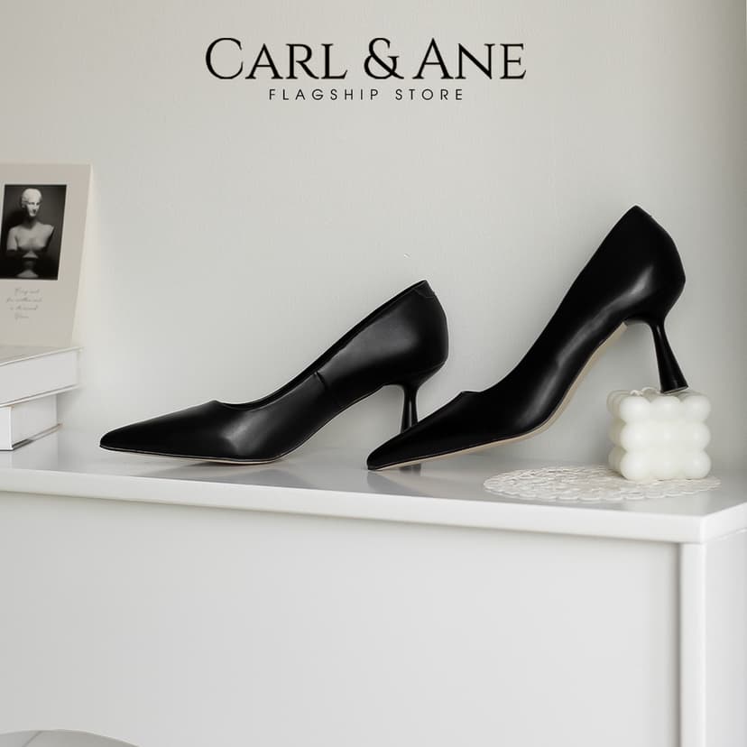 Ảnh Carl & Ane - Giày cao gót bít mũi thời trang công sở gót nhọn cao 7cm màu cà phê - CP014 3