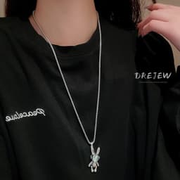 Thumbnail DREJEW Dây chuyền mặt hình thỏ phi hành gia thời trang cá tính sang trọng 3