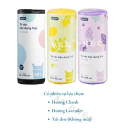 Thumbnail Túi đựng rác tự phân hủy sinh học có quai Inochi Soji Nhật Bản, cuộn bao bọc bịch, nilong đựng rác màu và đen Vạn Phúc 2