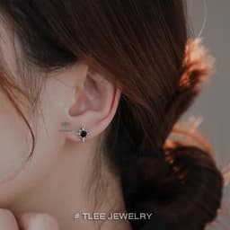 Thumbnail Khuyên tai bạc TLEE mẫu galvin đá đen cá tính TLEE JEWELRY B0264 4