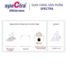 Thumbnail Bình sữa PPSU cổ rộng Spectra 260ml kèm núm ti size M/L/XL (Xanh đậm/ Vàng) 4