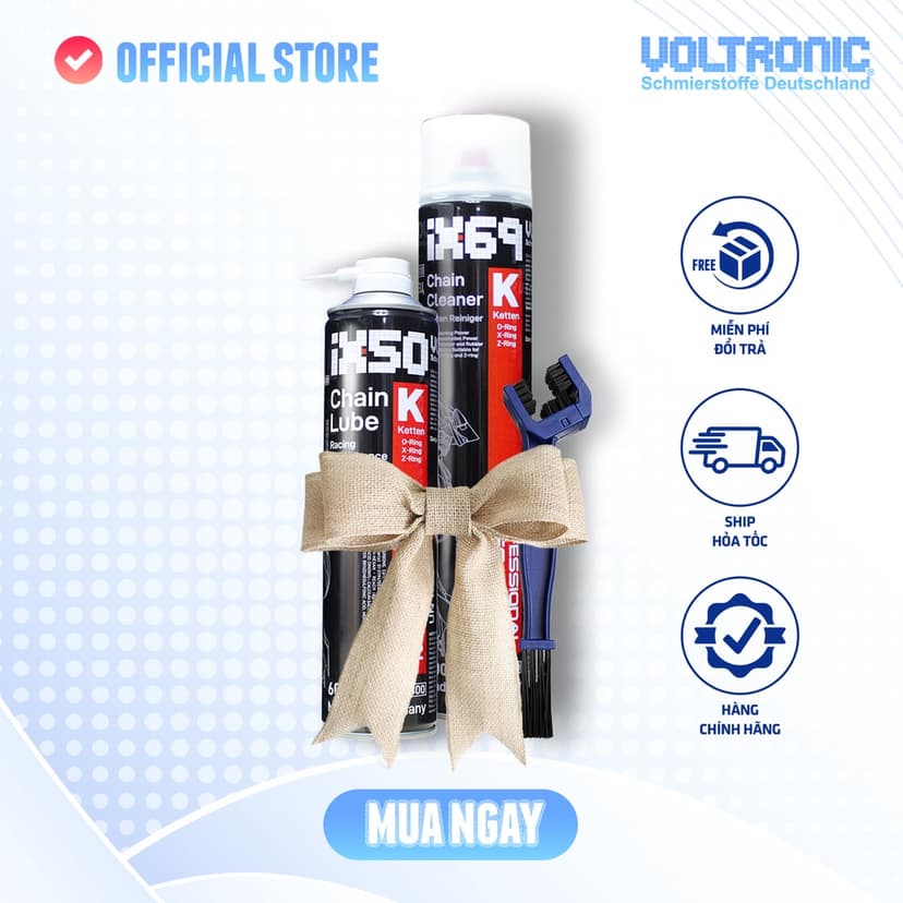Ảnh Combo vệ sinh- bảo dưỡng sên nhập khẩu Đức VOLTRONIC Ix69+Ix50 (M50 ceramic) + Bàn chải phiên bản Jumbo 1