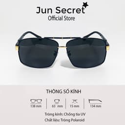 Thumbnail Mắt kính thời trang nam cao cấp Jun Secret kiểu dáng gọn nhẹ tròng kính Polaroid chống chói, chống tia UV JS50A50DEN 1
