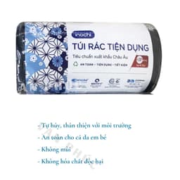 Thumbnail Túi đựng rác tự phân hủy sinh học có quai Inochi Soji Nhật Bản, cuộn bao bọc bịch, nilong đựng rác màu và đen Vạn Phúc 1