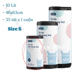 Thumbnail Túi đựng rác tự phân hủy sinh học có quai Inochi Soji Nhật Bản, cuộn bao bọc bịch, nilong đựng rác màu và đen Vạn Phúc 3