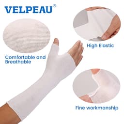 Thumbnail VELPEAU Cổ Tay Và Ngón Tay Cái Spica Stockinette (Gói 10 Cái) Vớ Cánh Tay Thoải Mái Bộ Bảo Vệ Da Bằng Vải Bông Tấm Lót Cổ Tay Và Ống Tay Quấn Sẵn Để Nẹp Vòng Đệm Khí Dây Đeo Tay 2