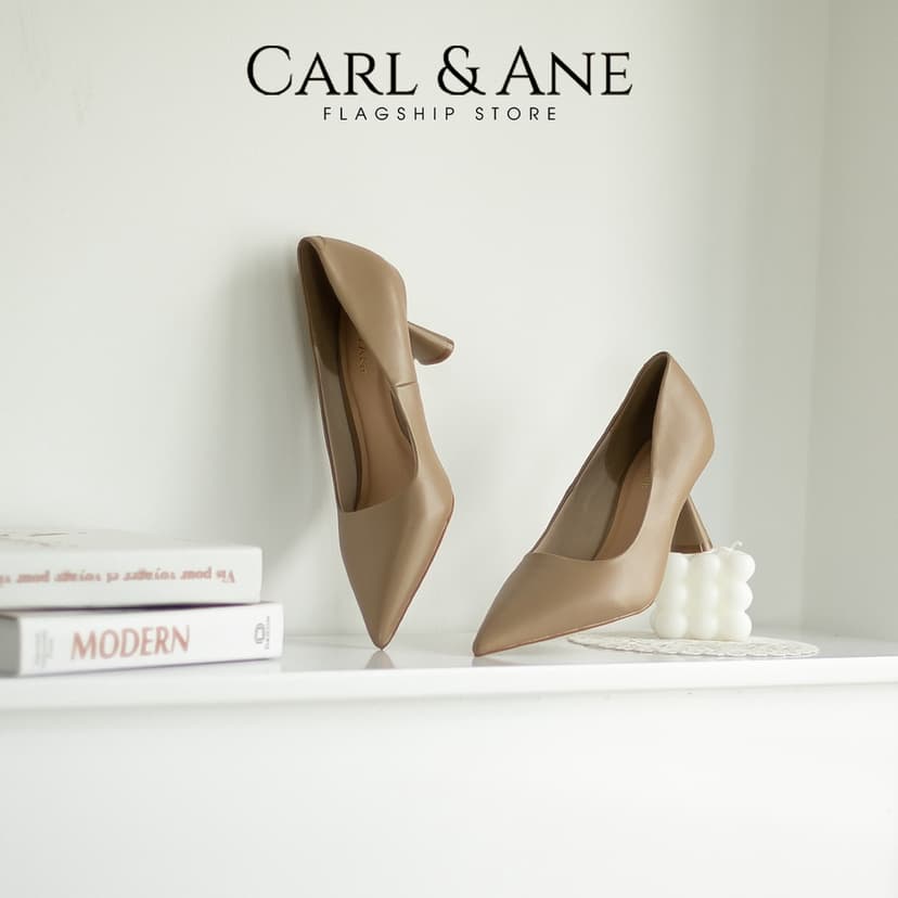 Ảnh Carl & Ane - Giày cao gót bít mũi thời trang công sở gót nhọn cao 7cm màu đen - CP014 3