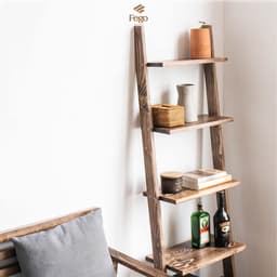 Thumbnail Kệ thang FEGO 5 tầng để sách gỗ thông tự nhiên trang trí phòng khách, phòng làm việc 3