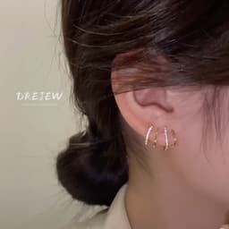 Thumbnail DREJEW Khuyên tai kim bạc 925 không dị ứng kiểu dáng hình học phong cách Hàn Quốc thời trang 3