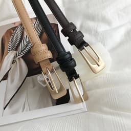 Thumbnail Thắt lưng AIJOLEN da pu màu trơn khóa kim loại kiểu dáng vintage 2