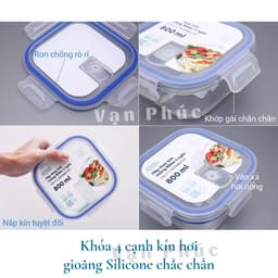 Thumbnail Hộp thủy tinh chữ nhật Inochi sử dụng được trong lò vi sóng, nắp đậy thông minh thiết kế thoát nhiệt 4