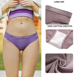 Thumbnail FINETOO Quần Lót cotton Mềm Mại Màu Trơn In Chữ Cho Nữ Màu Sắc 1