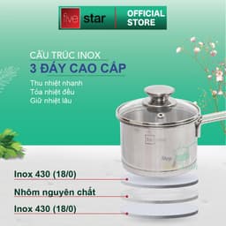 Thumbnail Quánh 3 đáy inox 430 Fivestar Standard nắp kính bếp từ ( 12cm/14cm/16cm ) 3