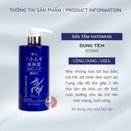 Thumbnail Sữa tắm trắng da Reihaku Hatomugi 600ml dưỡng ẩm sâu mềm mịn da chiết xuất ý dĩ hàng Nhật Nội Địa - Bahachiha 2