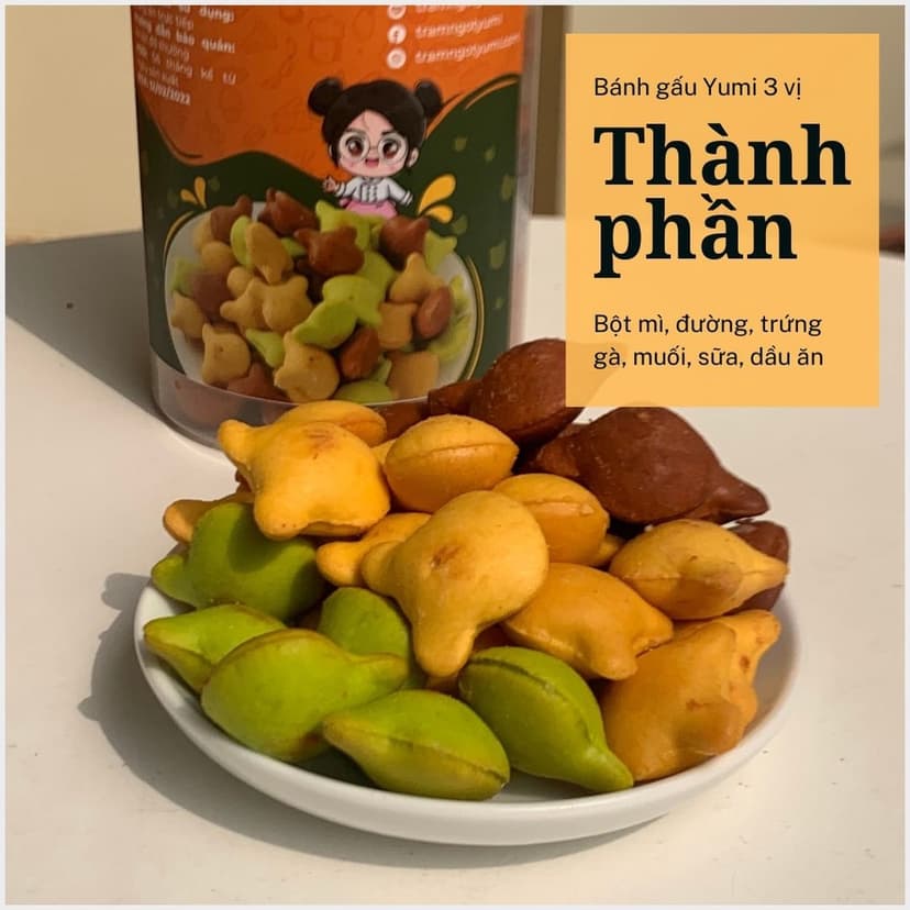 Ảnh Bánh gấu Trạm ngọt Yumi nhân kem sữa 3 vị truyền thống, cà phê, chùm ngây, bánh ngọt ăn vặt thơm ngon 2