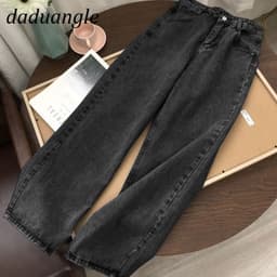 Thumbnail Quần jean Daduhey 9 tấc lưng cao ống rộng dáng thẳng phong cách Hàn Quốc thời trang cho nữ plus size 3