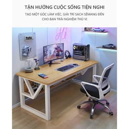 Thumbnail Bàn gaming, bàn làm việc có kệ để đồ khung thép mặt gỗ mdf phủ melamin thương hiệu IGA - Gm68 3