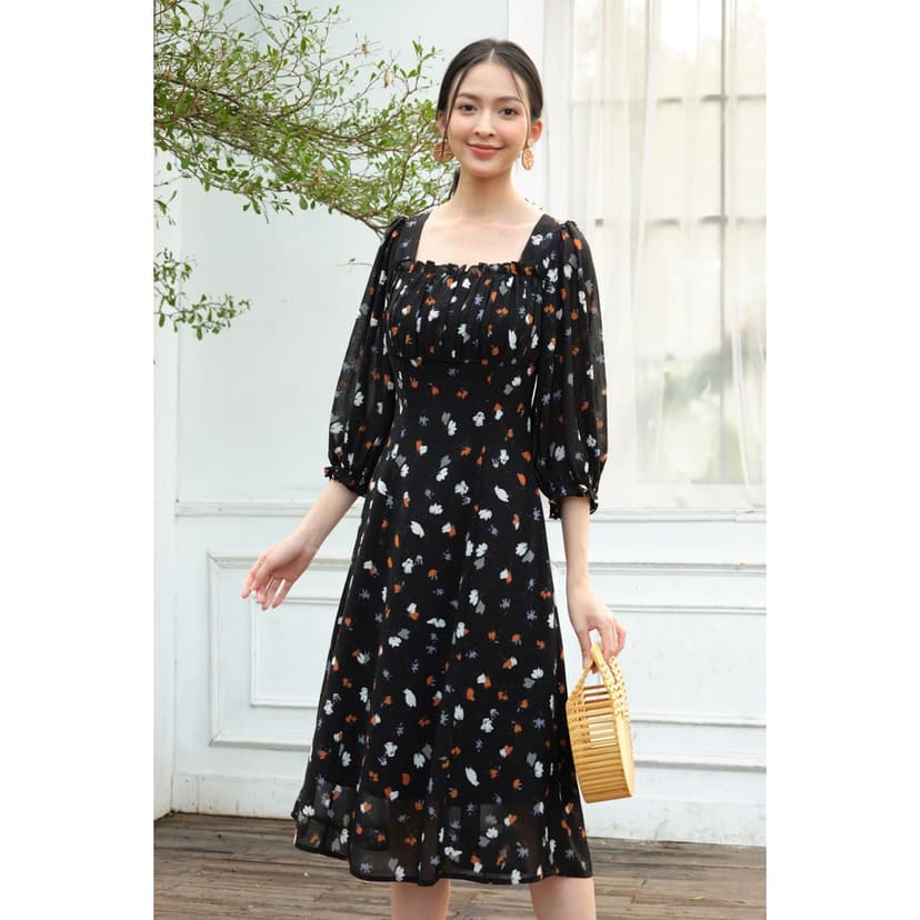 Ảnh De Leah - Đầm A Nhún Li Ngực Tay Lỡ - Thời Trang Thiết Kế 2