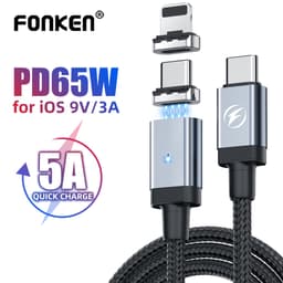 Thumbnail Cáp sạc nhanh FONKEN USB C từ tính PD65W sang type C 27W IOS thích hợp cho iP Samsung 1