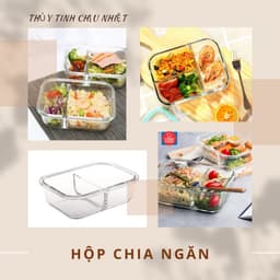 Thumbnail Bộ Hộp Cơm Chia 3 Ngăn 1040ml Và Hộp Tròn 400ml Chống Tràn Chịu Nhiệt Kèm Túi COBACOOK- CCL1NR42BB 3