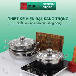 Thumbnail Nồi lẩu um xào inox 430 bếp từ 3 đáy Fivestar nắp kính ( 24cm / 26cm / 28cm ) 2