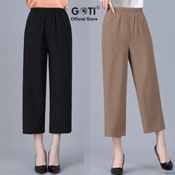 Thumbnail GOTI - Quần Lững Nữ Trung Niên Cao Cấp Kiểu Lưng Thun Co Giãn Nhẹ Nhiều Size Nhiều Màu Đen 3Q39 2