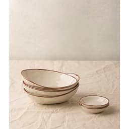 Thumbnail Bộ bát cơm và đĩa gia vị Sa Maison họa tiết trắng viền vàng chất liệu gốm tráng men cao cấp 4