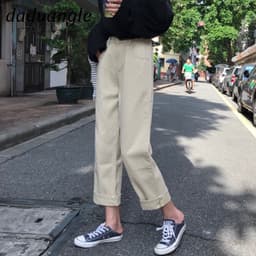 Thumbnail Quần jean Daduhey lưng cao dáng rộng thẳng phong cách Hàn Quốc tùy chọn màu xinh xắn cho nữ 3