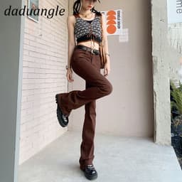 Thumbnail Quần jean DADUHEY siêu dài lưng cao ống loe co giãn nhẹ phong cách mới retro thời trang cho nữ 4