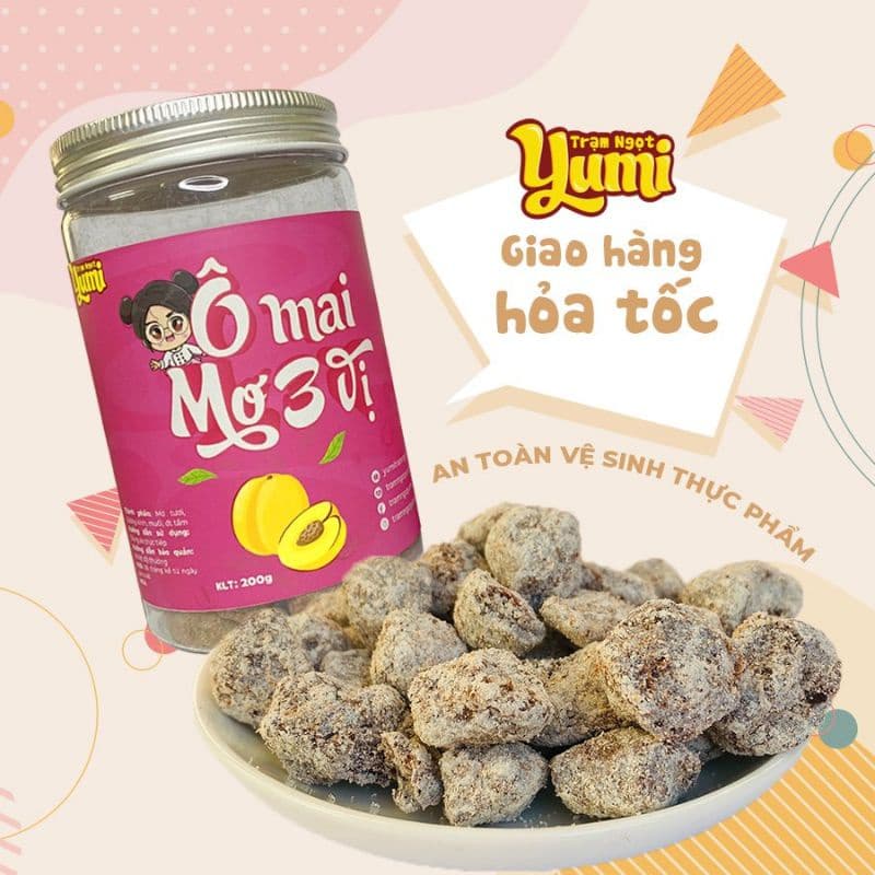 Ảnh Ô mai mơ 3 vị Trạm ngọt Yumi xí muội chua mặn ngọt ăn vặt thơm ngon 1