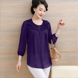 Thumbnail Áo Trung Niên Nữ MAI THY 355, Mẫu Sơ Mi BigSize Tay Lỡ Cổ Bèo Nhiều Nút Đẹp Trang Nhã, Thời Trang Trung Niên Nữ U40 3